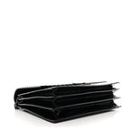 Crocodile Accordion Flap Shoulder Bag Black
