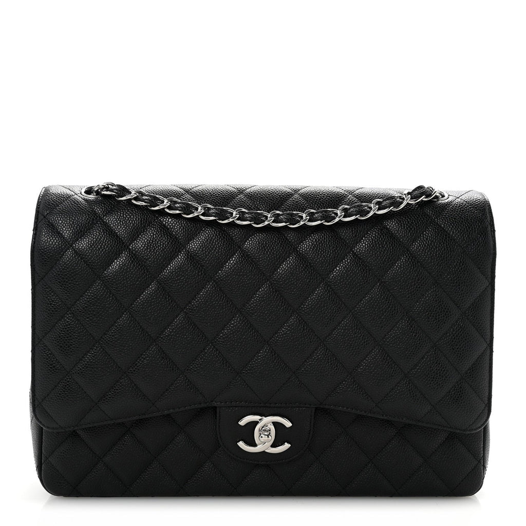 Caviar Quilted Maxi Double Flap Black