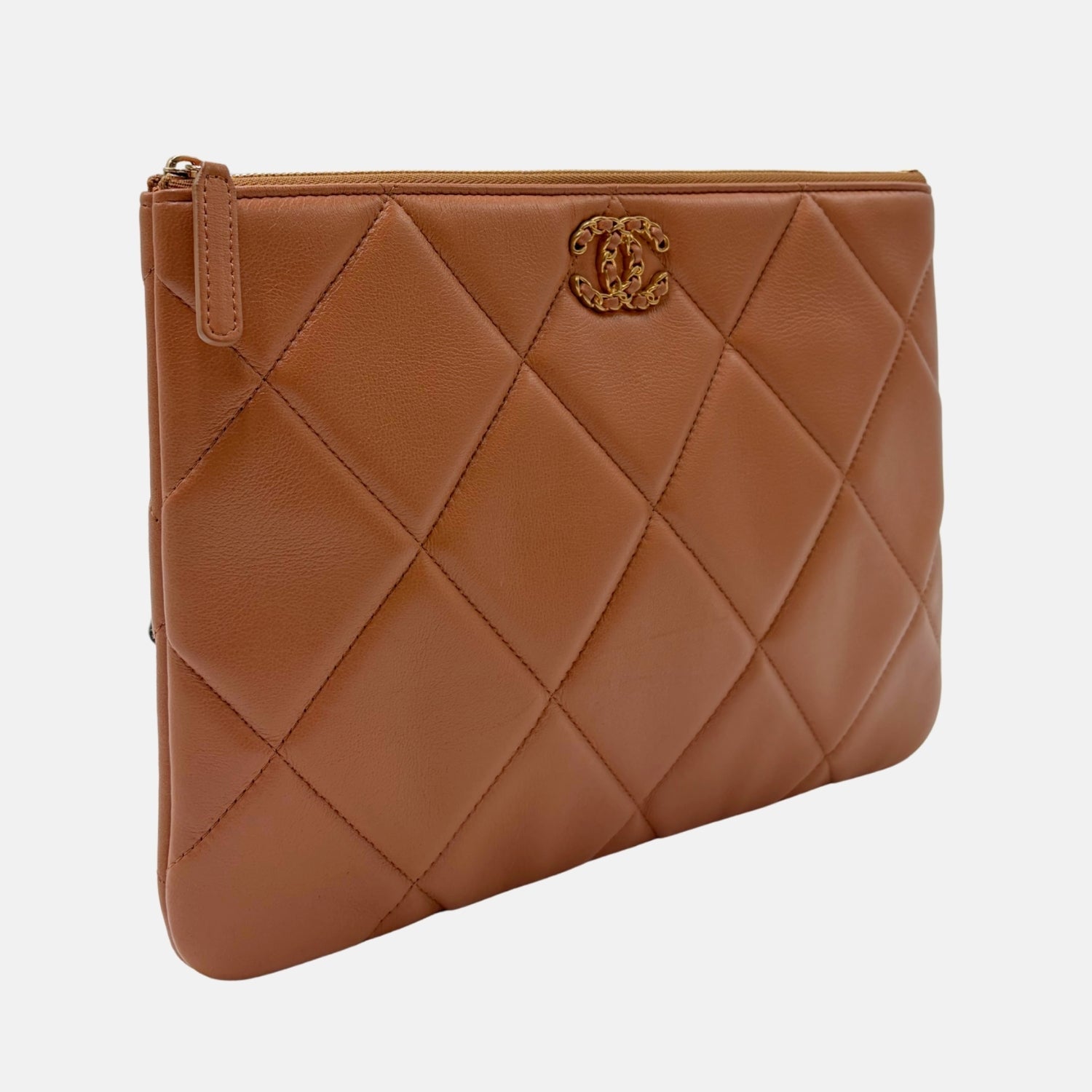 Zip Pouch Quilted Leather
