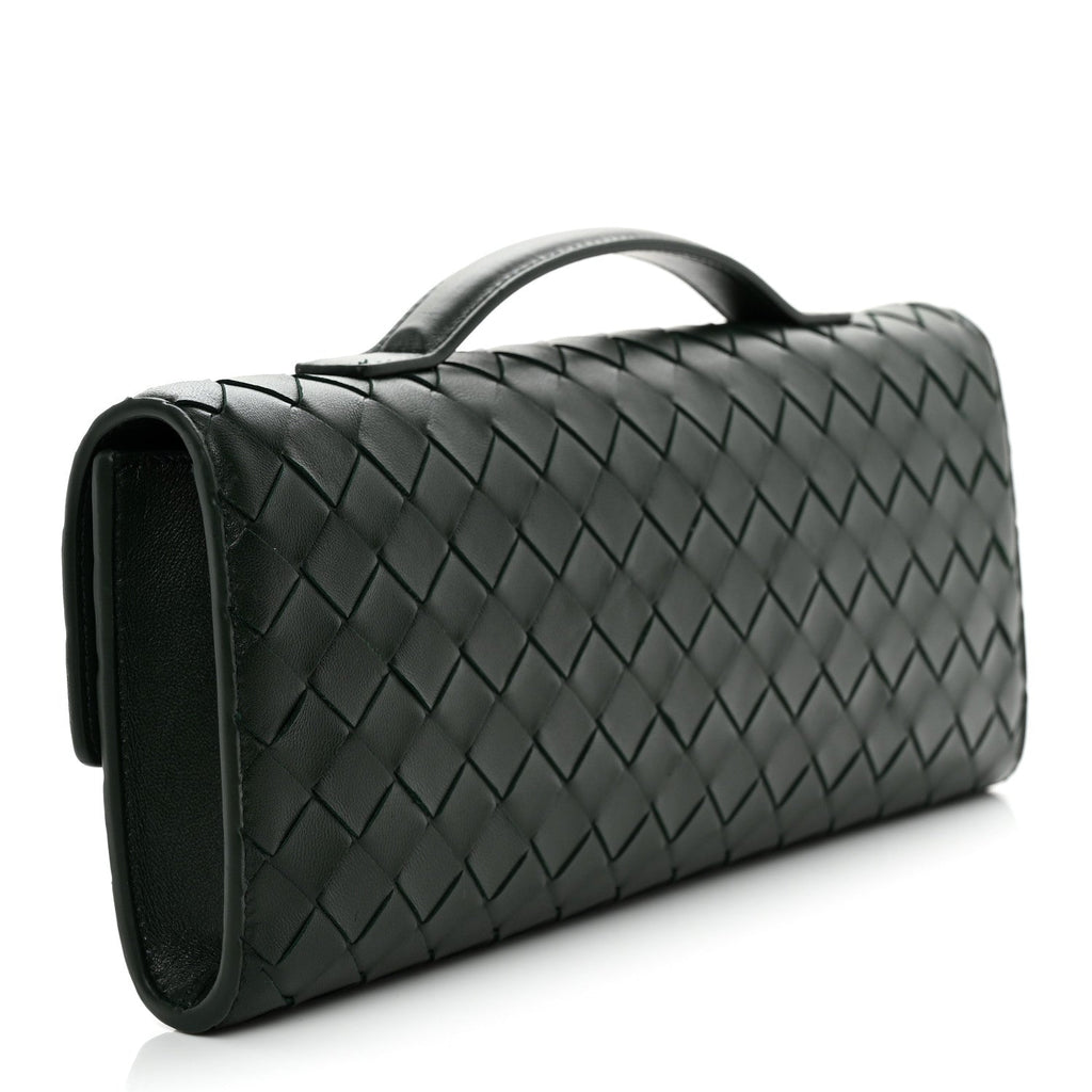 Nappa Intrecciato Long Andiamo Top Handle Clutch Emerald Green