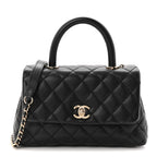 Caviar Quilted Mini Coco Handle Flap Black