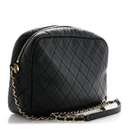 Caviar Quilted Large Coco Tassel Camera Case Black