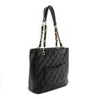 Caviar Quilted Petit Shopping Tote PST Black