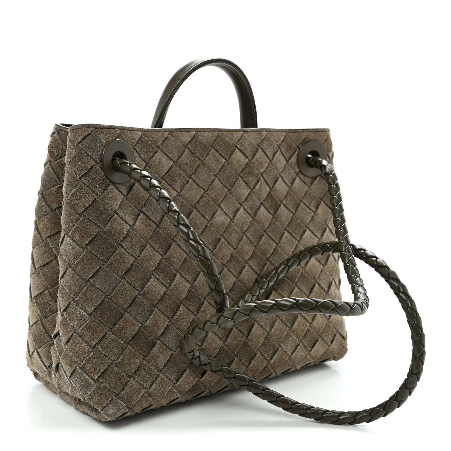 Suede Intrecciato Small Andiamo Shoulder Bag Cypress
