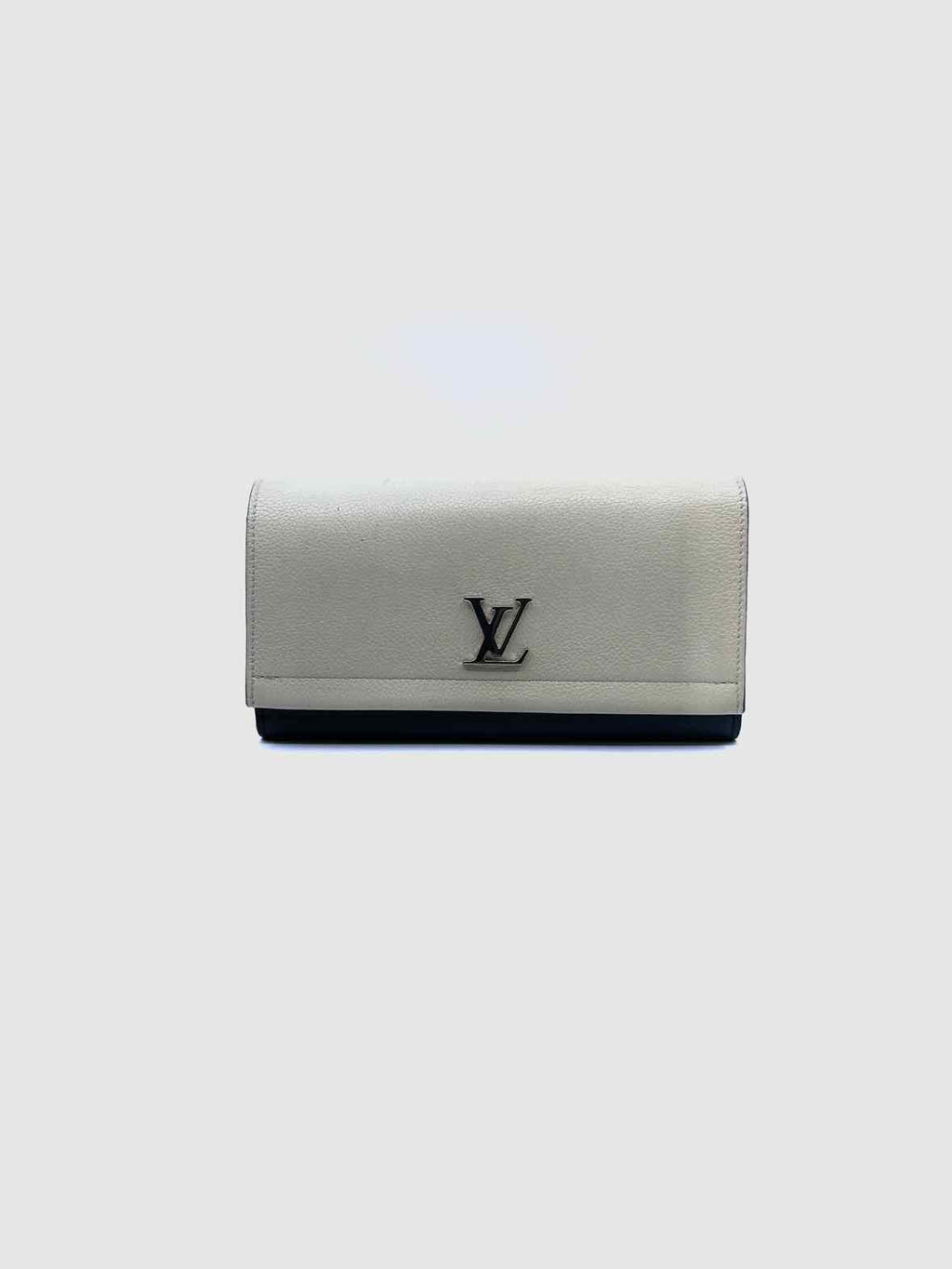 LOUIS VUITTON Portefeiulle Lock-Me II Navy, Cream Leather Solid Wallet