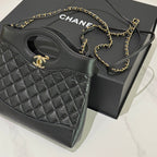 CHANEL 31 BAG 23A MINI WRINKLED CALFSKIN BLACK & GOLD HARDWARE CHIP MODEL