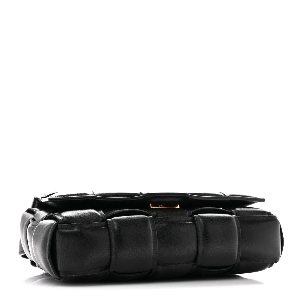 Nappa Maxi Intreccio Small Padded Cassette Crossbody Bag Black
