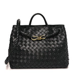 Nappa Intrecciato Medium Andiamo Shoulder Bag Black