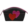 ILI New York Double Heart Cosmetic Case Handbag Bag Black Red Orchid Purse NEW