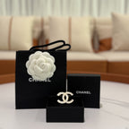 CHANEL LOGO BROOCH WHITE DOUBLE C
