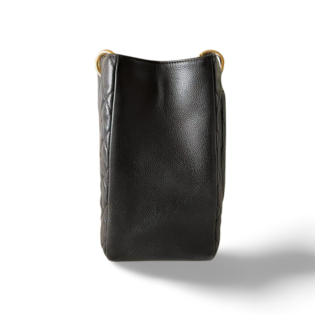 Chanel Black Grand Shopping Tote Bag in Caviar Leather with Gold Hardware