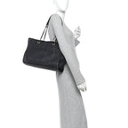 Mixed Fibers Calfskin Small Deauville Tote Black