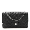 Caviar Quilted Jumbo Double Flap Black