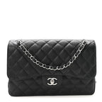 Caviar Quilted Jumbo Double Flap Black