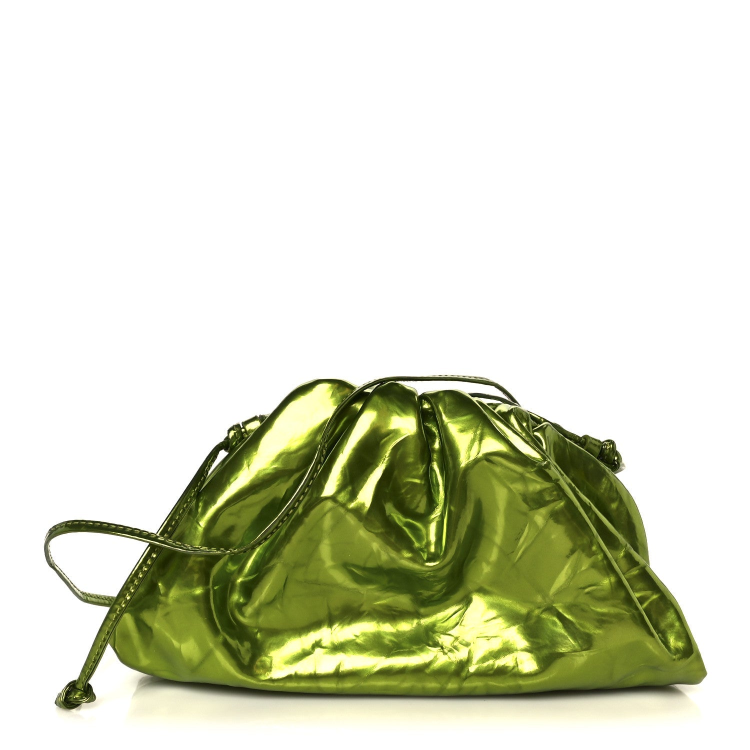 Metallic Crushed Calfskin The Mini Pouch Chlorophyll