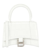 Balenciaga Womens Hourglass Xs Crocodile Embossed Top Handle Bag