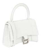 Balenciaga Womens Hourglass Xs Crocodile Embossed Top Handle Bag