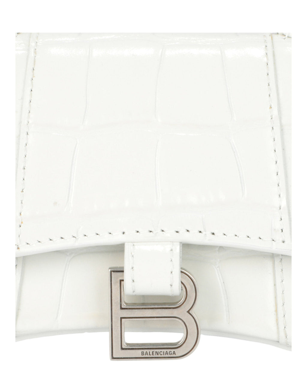Balenciaga Womens Hourglass Xs Crocodile Embossed Top Handle Bag