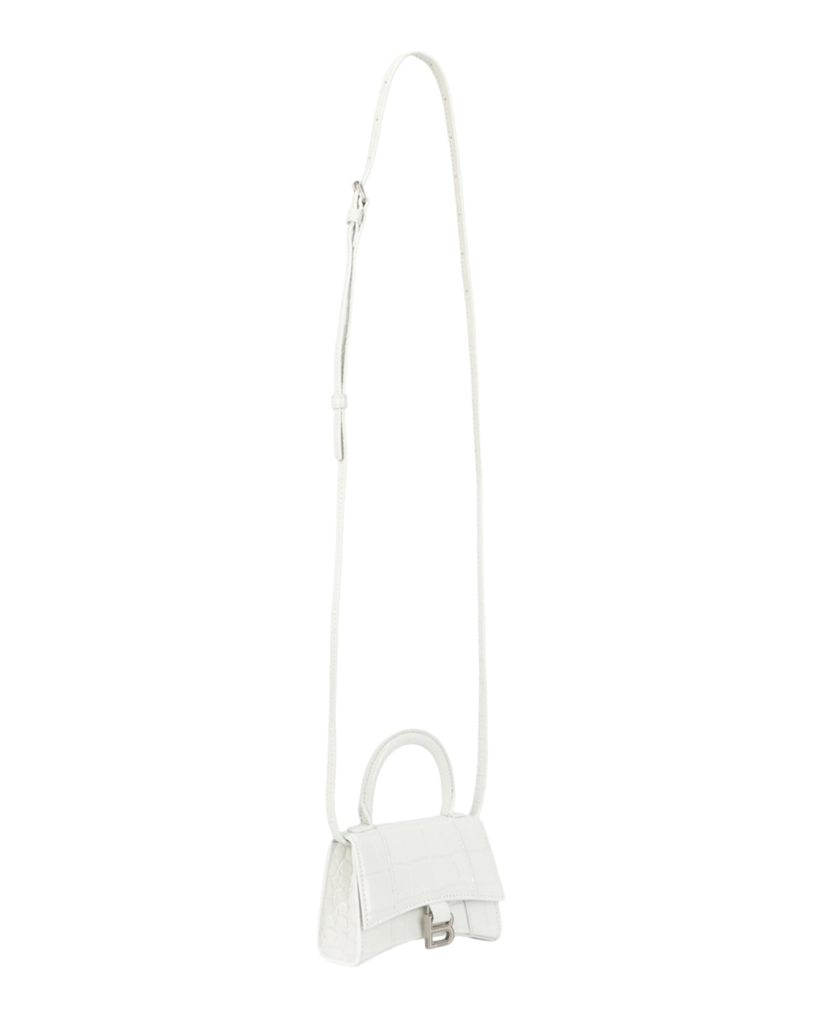 Balenciaga Womens Hourglass Xs Crocodile Embossed Top Handle Bag