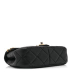 Lambskin Quilted Mini Coco Clips Single Flap Black