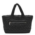 Nylon Quilted Large Coco Cocoon Tote Black