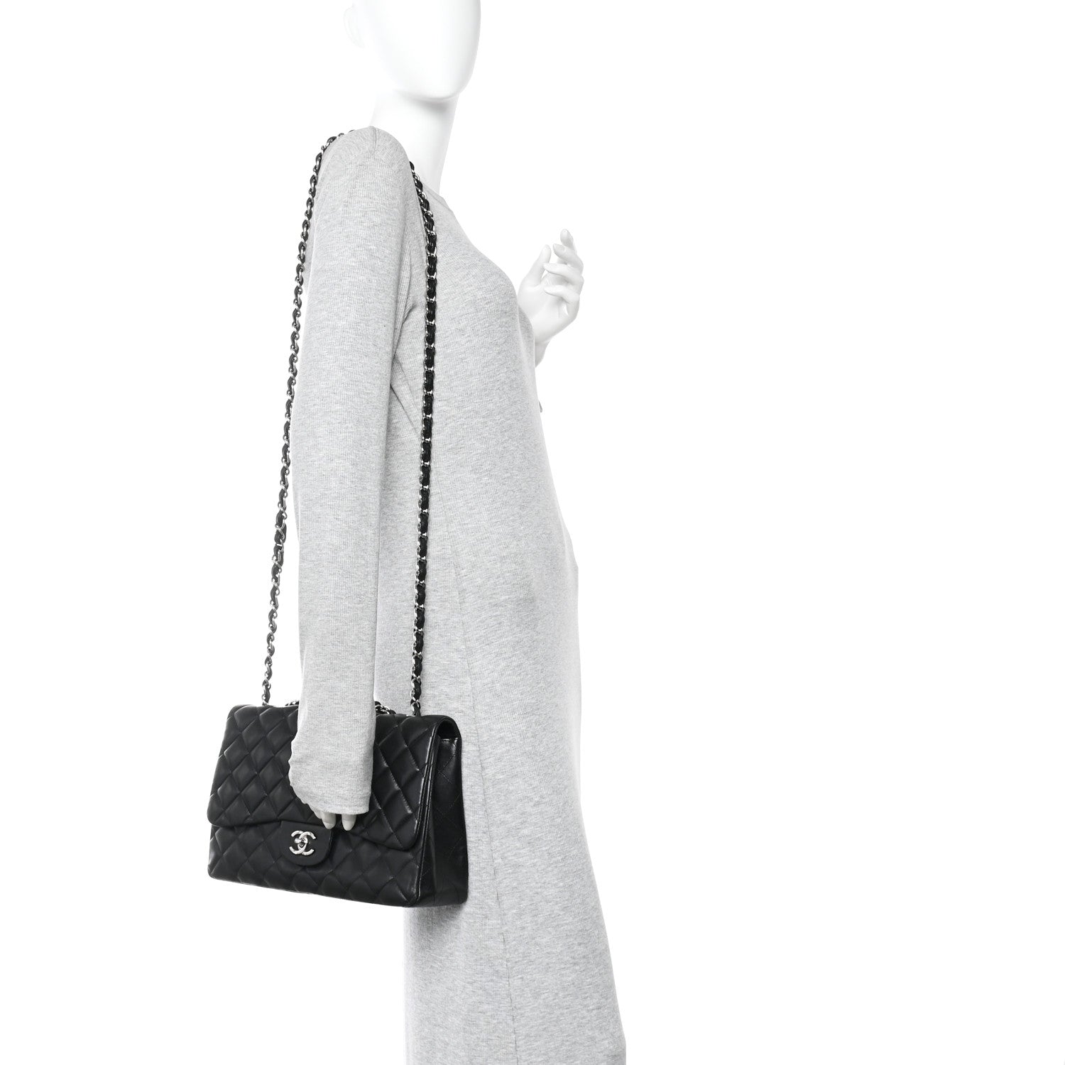 Lambskin Quilted Jumbo Single Flap Black