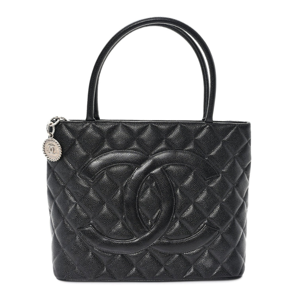 Caviar Quilted Medallion Tote Black