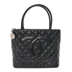 Caviar Quilted Medallion Tote Black