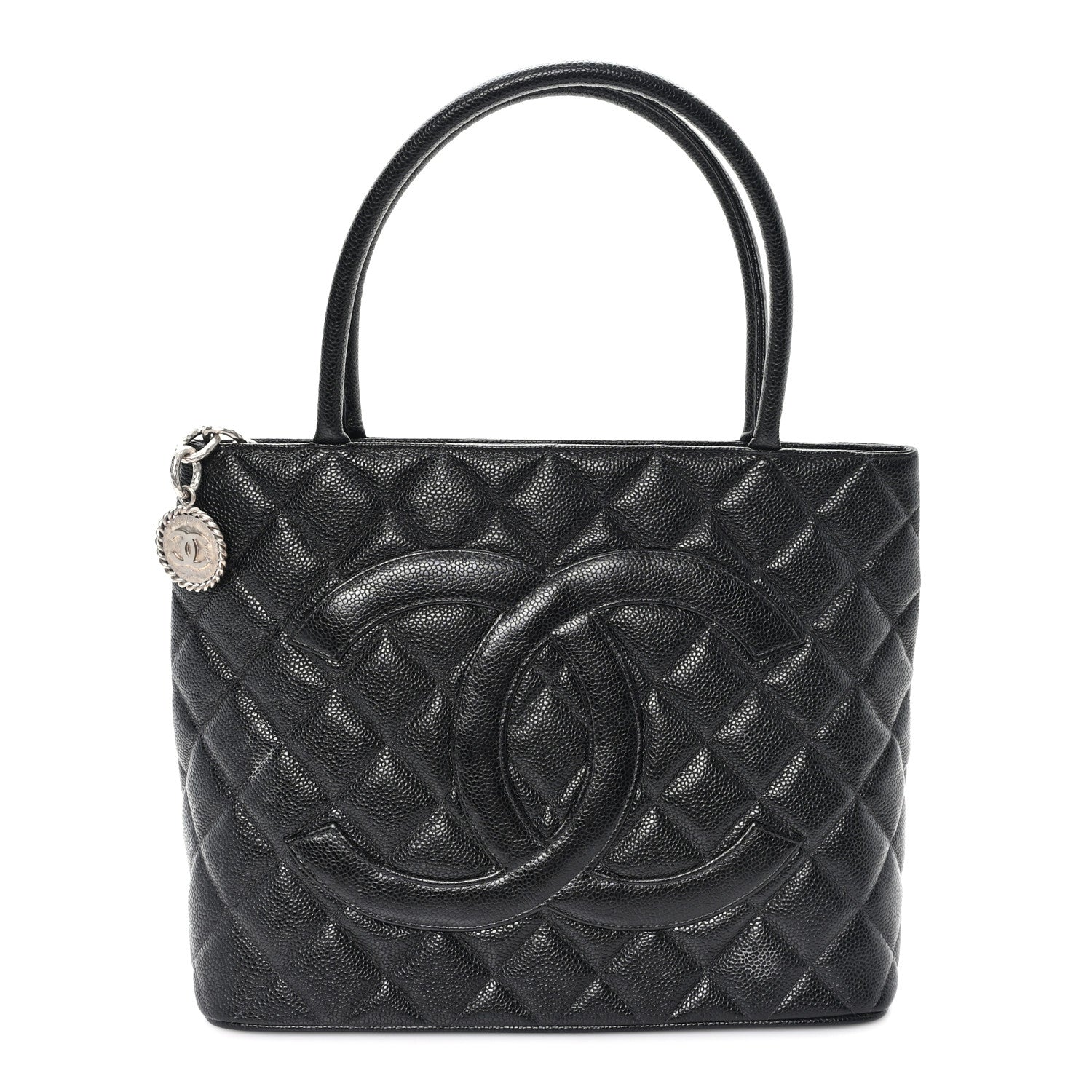Caviar Quilted Medallion Tote Black