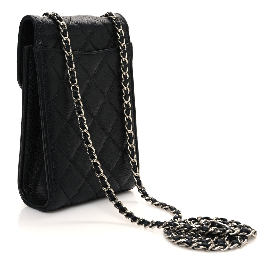 Caviar Quilted Classic Phone Holder Black