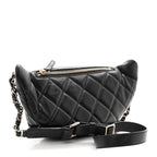 Lambskin Quilted Resin Bi-Color Waist Bag Fanny Pack Black