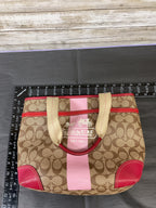 Handbag Designer By Coach In Red & Tan, Size:Medium
