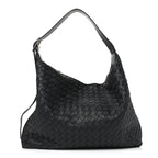 Deerskin Intrecciato Medium Traveler Hobo Black