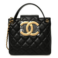 Lambskin Quilted Giant CC Shoulder Bag Black