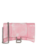 Balenciaga Womens Denim Print Hourglass Wallet On A Chain