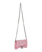 Balenciaga Womens Denim Print Hourglass Wallet On A Chain