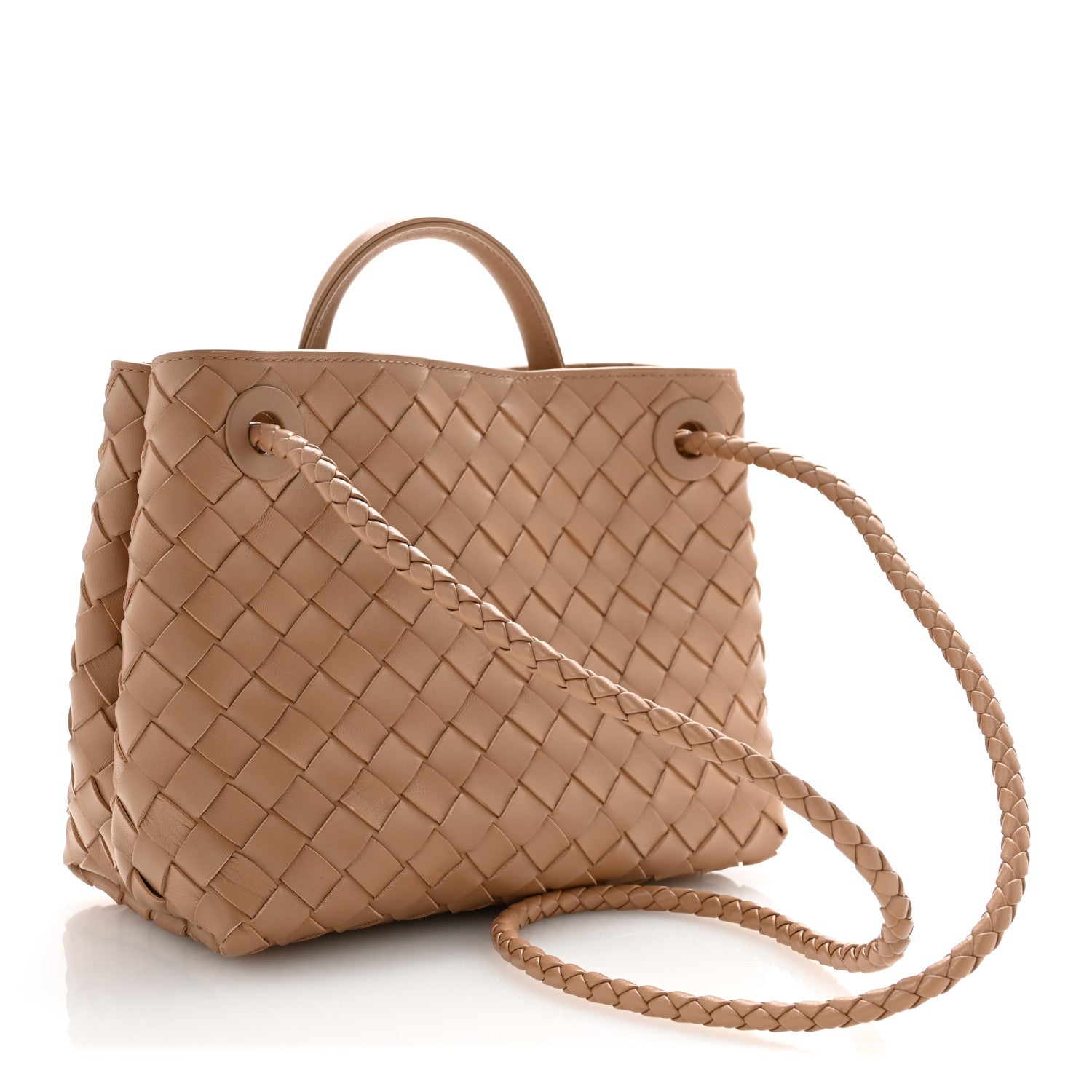 Nappa Intrecciato Small Andiamo Shoulder Bag Biscuit
