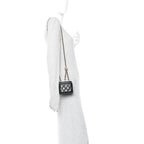 Lambskin Quilted Mini Pearl Crush Vanity Case With Chain Black