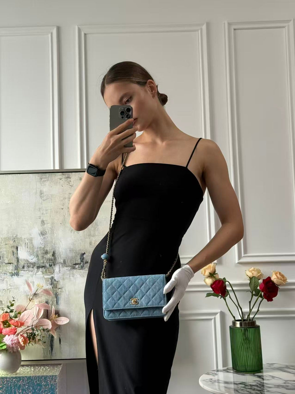 Chanel Denim Wallet On Chain (Woc) CC Pearl Crush Blue Bag from 2022