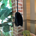 FENDI Black Patent Leather Logo Flap Crossbody Bag