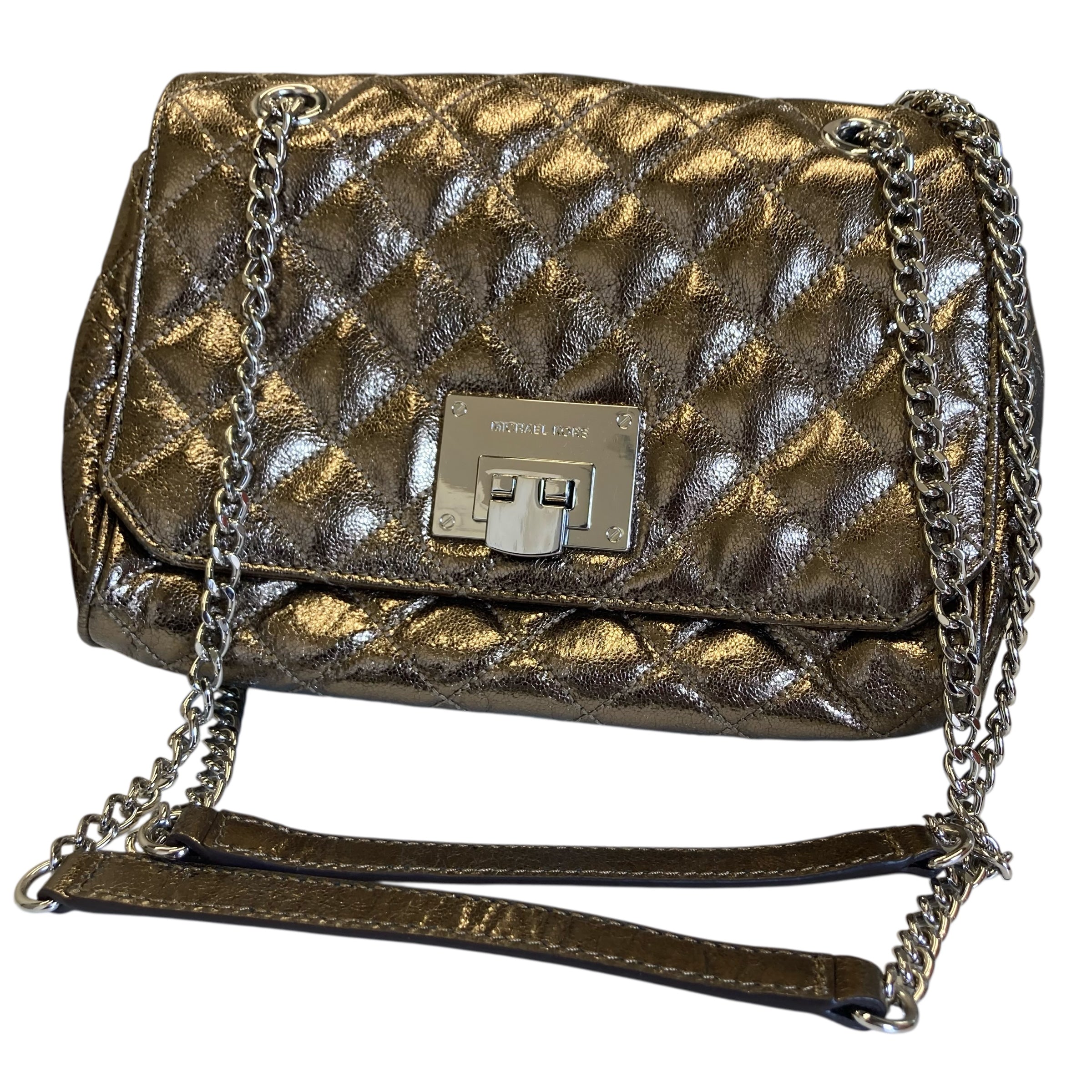 Crossbody Designer By Michael Kors In Gold, Size:Small