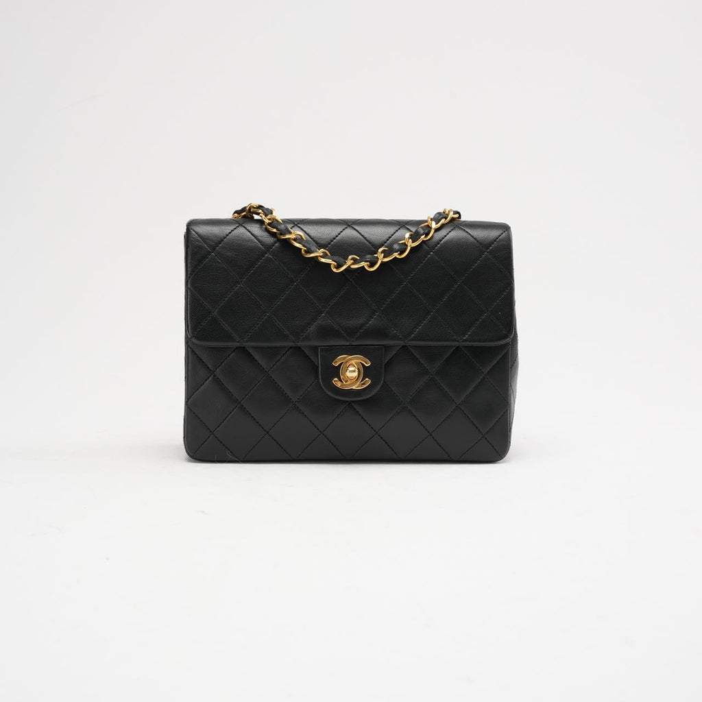 Chanel Vintage Black Mini Square Classic Flap Bag 1991