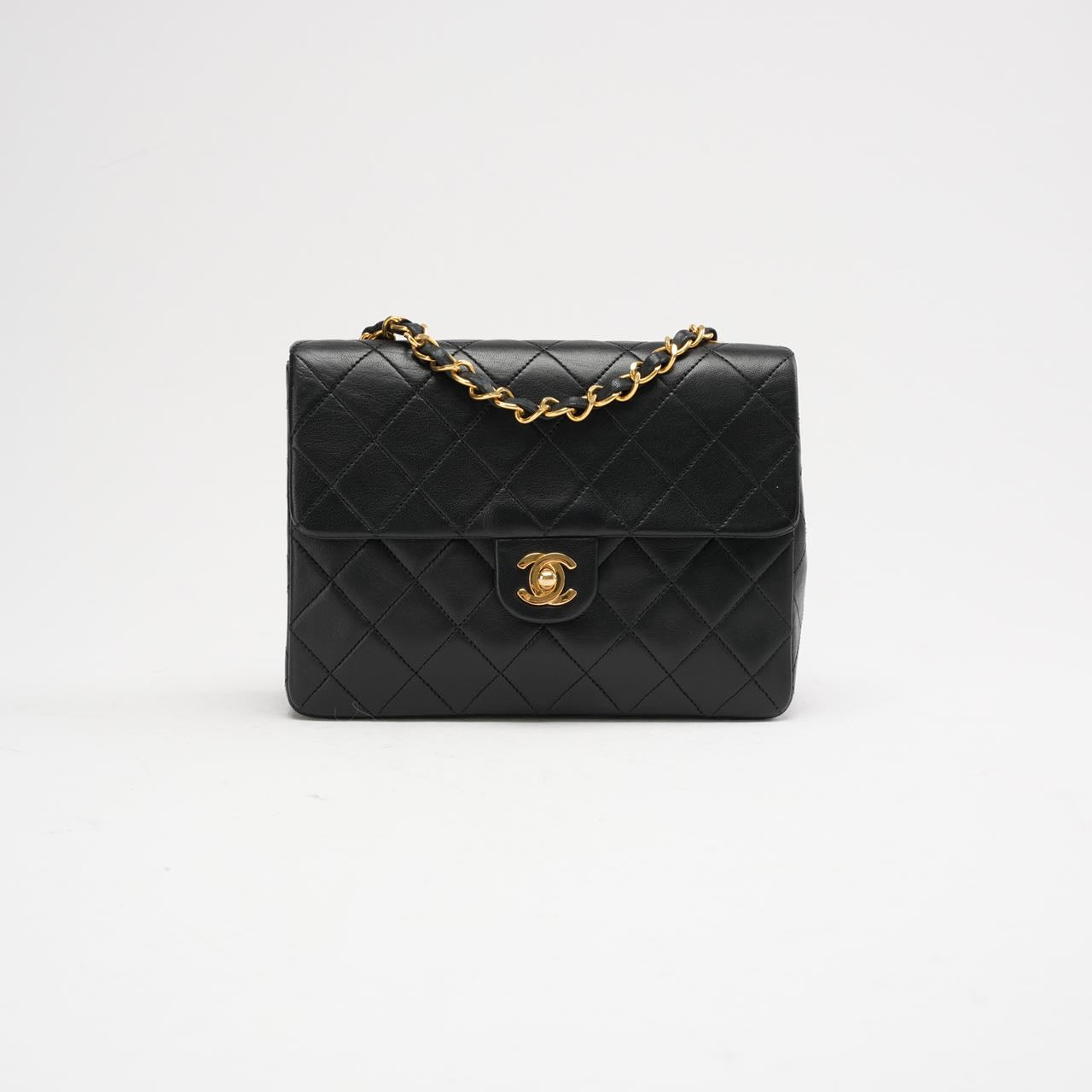 Chanel Vintage Black Mini Square Classic Flap Bag 1991