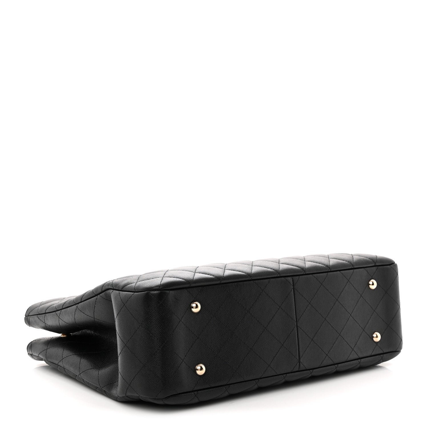 Caviar Quilted Large Shopping Tote Black