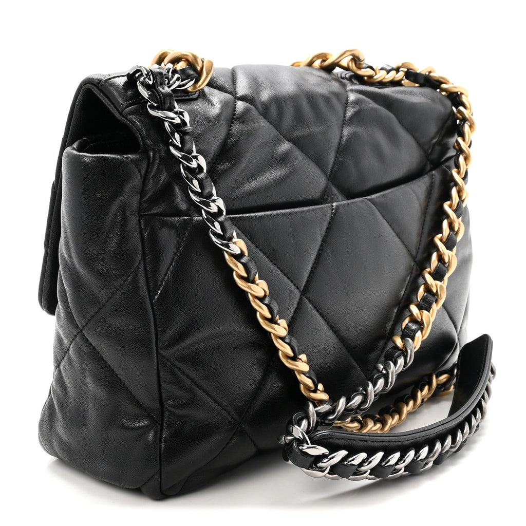 Goatskin Quilted Large Chanel 19 Flap Black