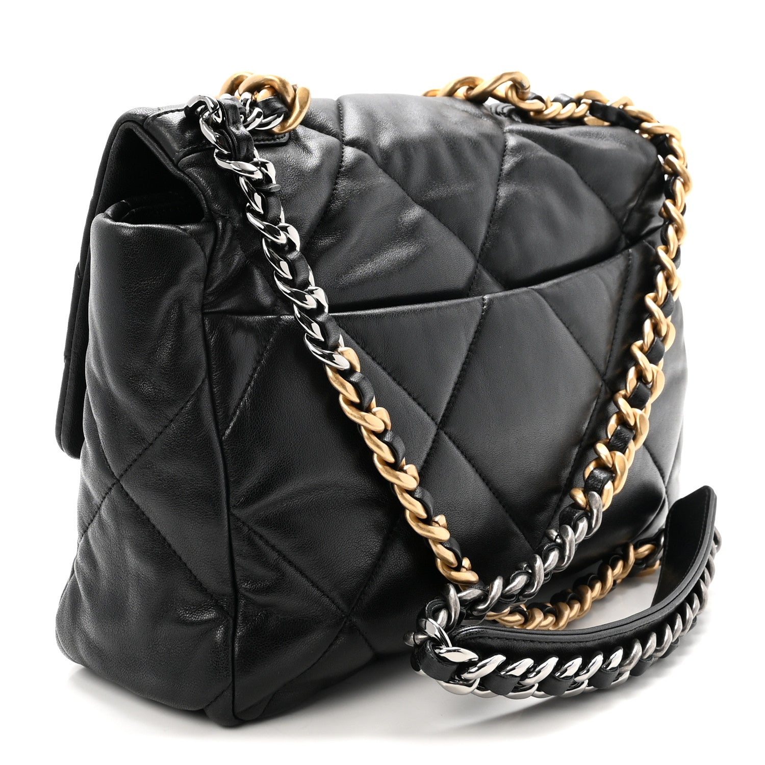 Goatskin Quilted Large Chanel 19 Flap Black
