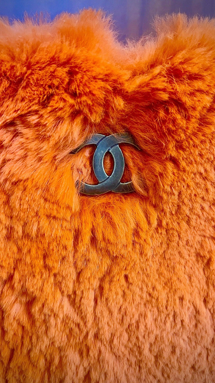 Chanel CC Fur Orange Chain Shoulder Bag