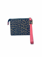 FENDI Brown, Red Canvas Cheetah print Wristlet
