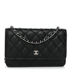 Caviar Quilted Wallet on Chain WOC Black