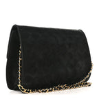 Suede Quilted Medium Single Flap Black